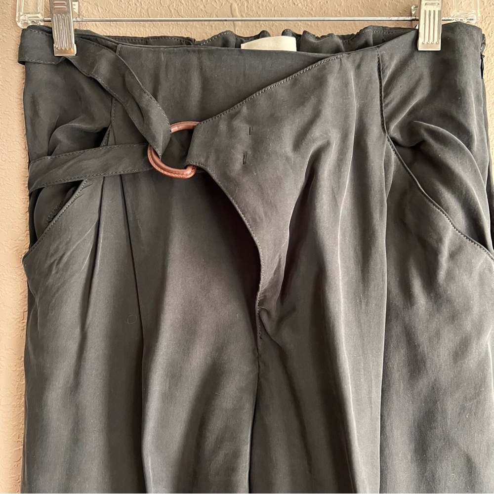 Anthropologie Black Cropped Silky Dress Pants